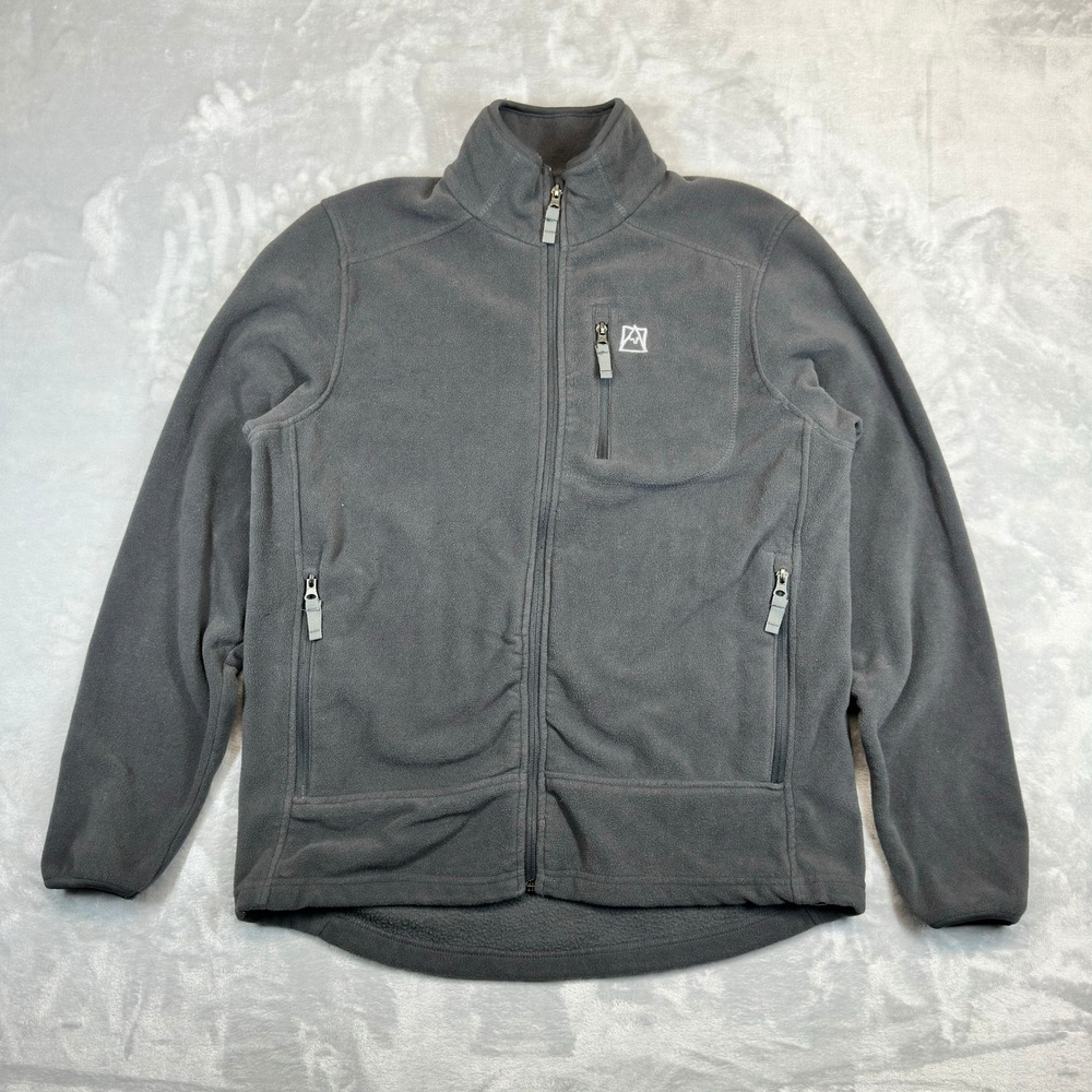 Avalanche Fleece Jacket Mens M Gray Full Zip Thermal Layering Outdoor Pockets